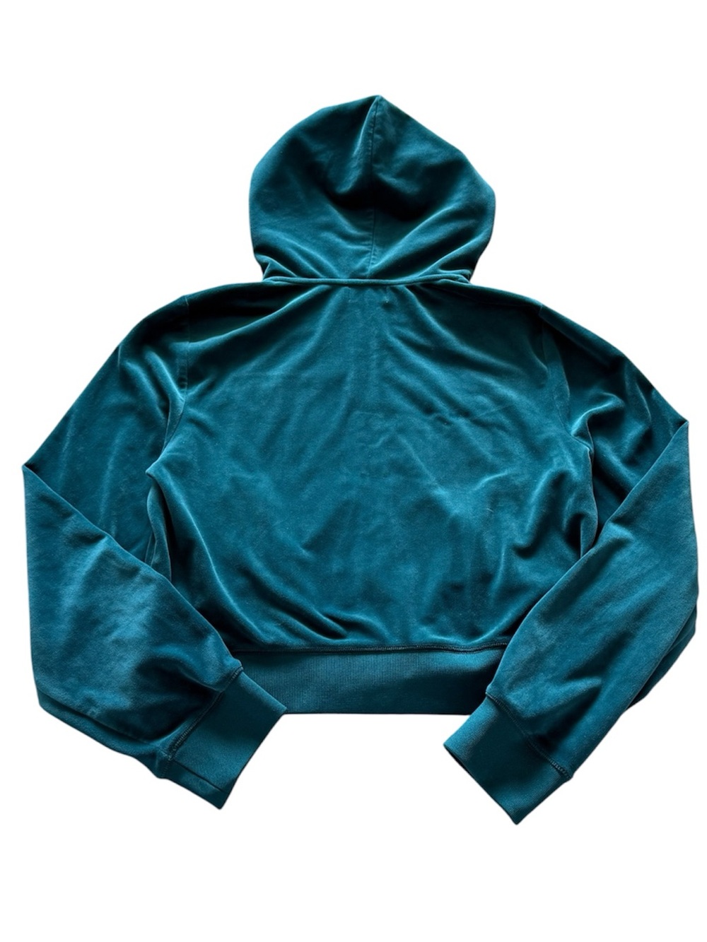 Juicy Couture Teal Velour Cropped Zip Up Hoodie XL Green Y2K Lounge - Picture 3 of 5